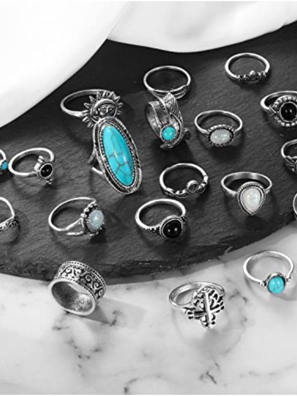 Vintage Silver Knuckle Rings Set Adjustable Stackable Gothic - Picture 3 of 5